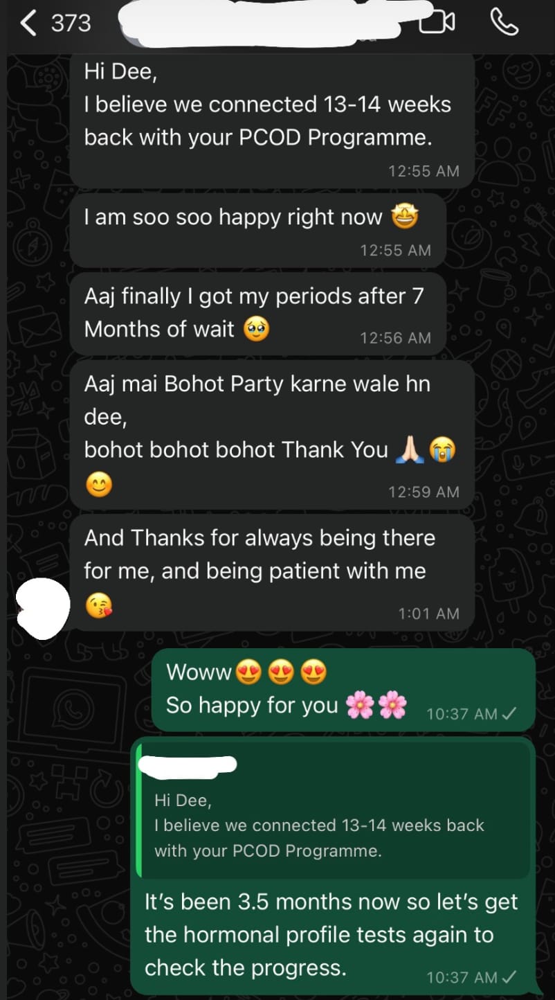 Client PCOS and cycle health testimonial