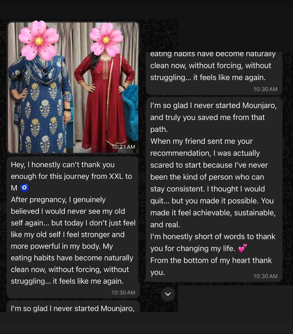 Client transformation and testimonial