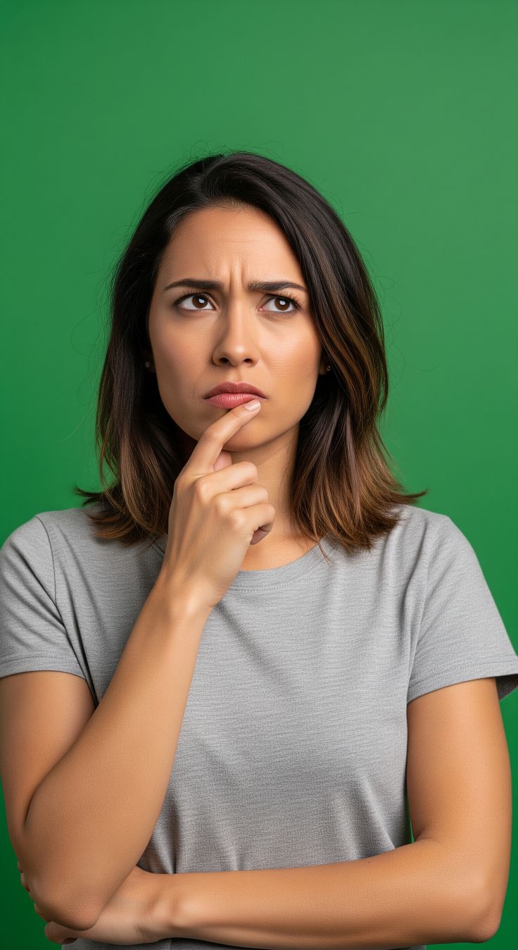 Someone pausing to work out what their symptoms are telling them